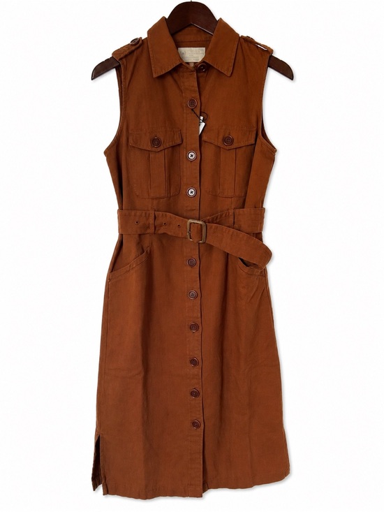 Banana Republic Dresses & Skirts - Banana Republic Utility Shirt Dress Rust Brown Belted Sleeveless Size S NWT